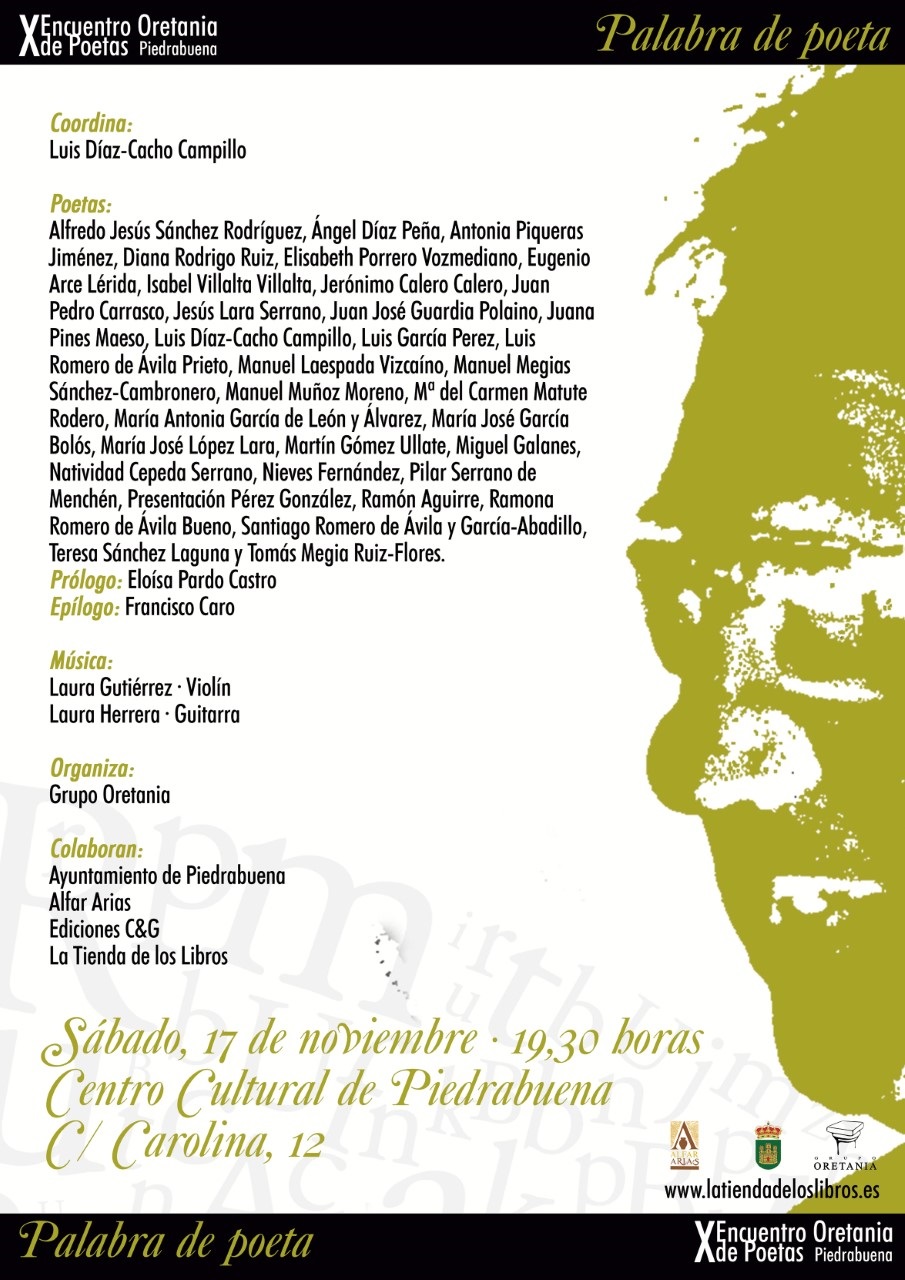 Presentación del libro del X Encuentro Oretania de Poetas, PALABRA DE POETA (Piedrabuena, 17 nov.)